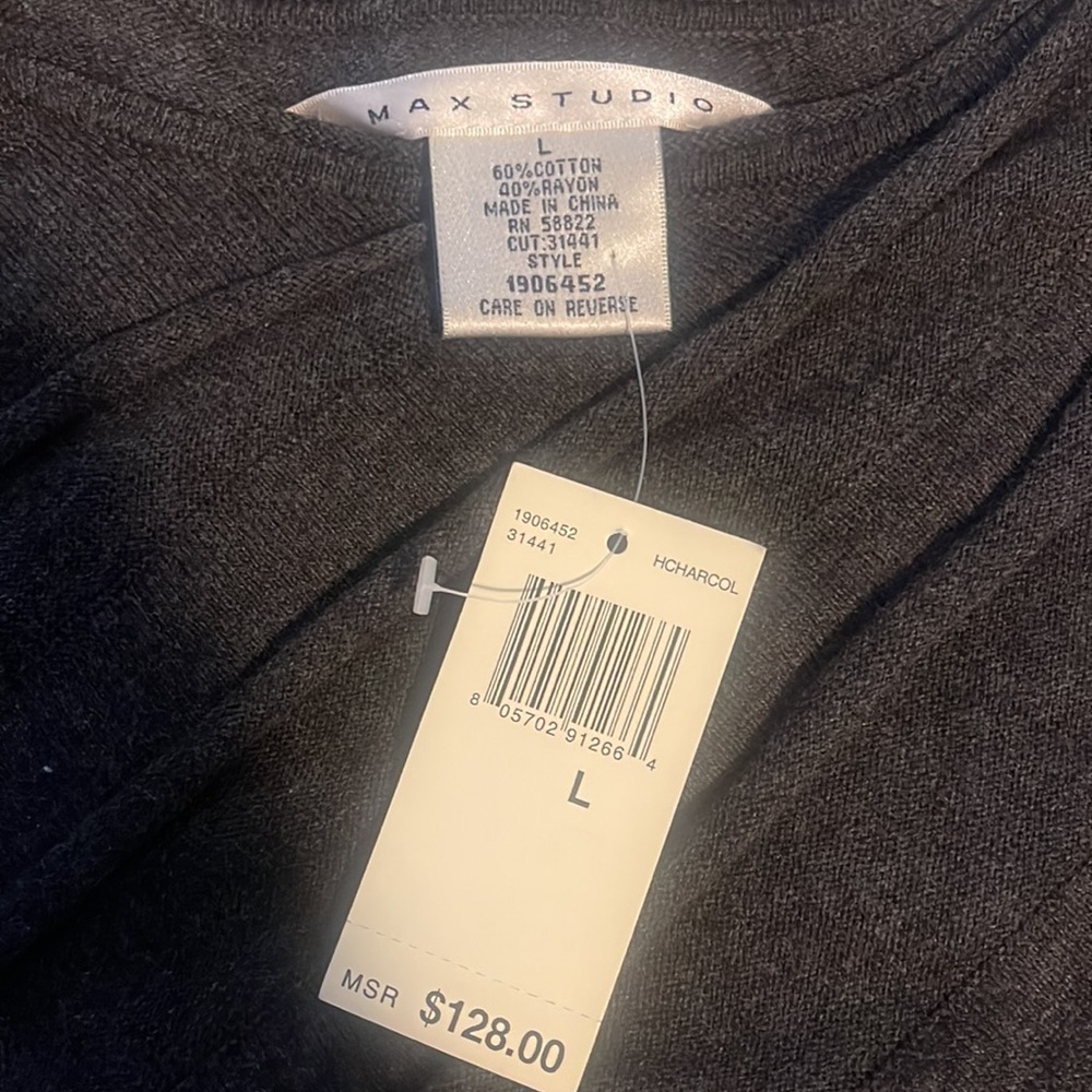 MAX STUDIO Cap Sleeve Drop Waist Knit Tunic Dress Gray Size L - Picture 8 of 8